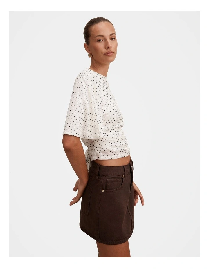 Paige Flutter Sleeves Tie Back Top in Cream image 3