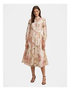 Elena Printed Midi Dress in Multi