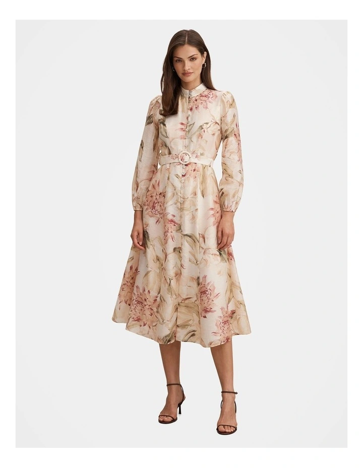 Elena Printed Midi Dress in Multi image 1