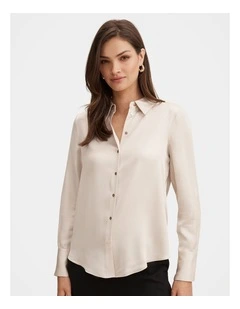 Coco Satin Shirt in Cream