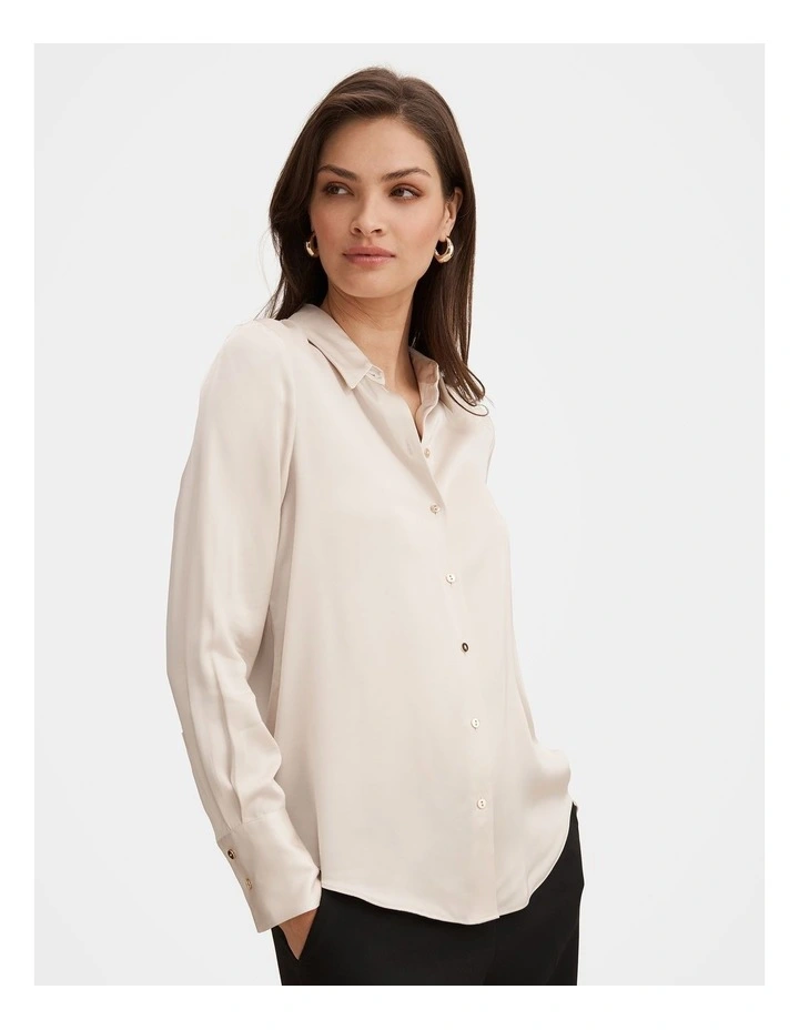 Coco Satin Shirt in Cream image 3