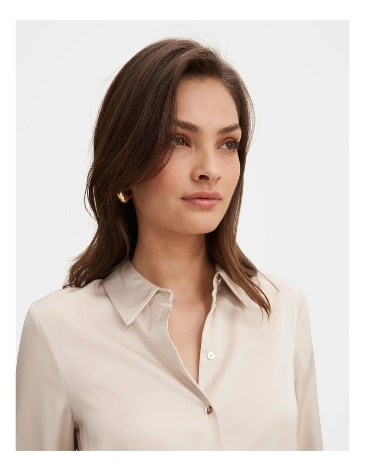 Coco Satin Shirt in Cream image 4