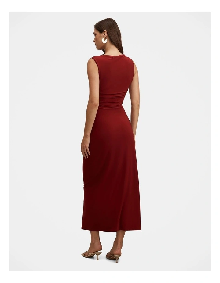 Fiora Hardware Jersey Midi Dress in Red image 2