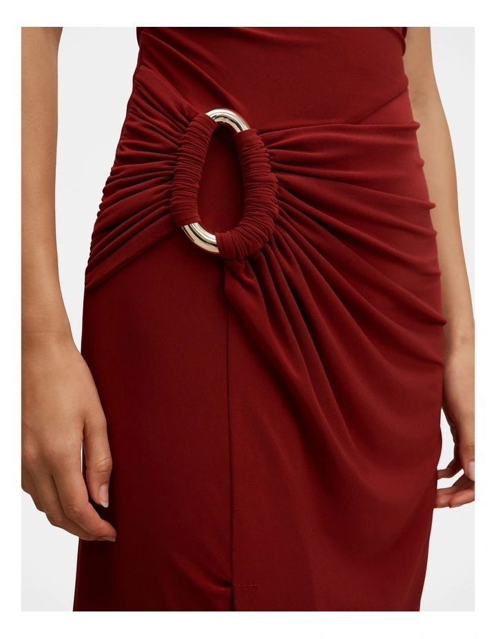 Fiora Hardware Jersey Midi Dress in Red image 4