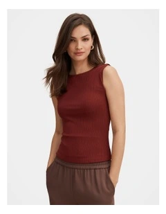 Frankie Boat Neck Tank Top in Red