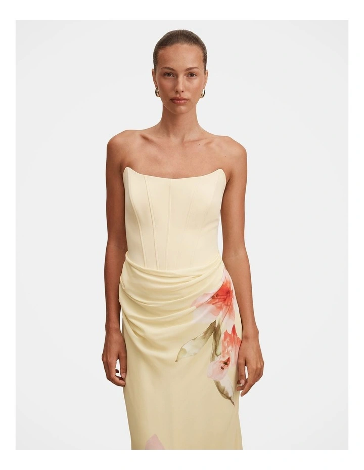 Isra Printed Strapless Maxi Dress in Yellow image 4