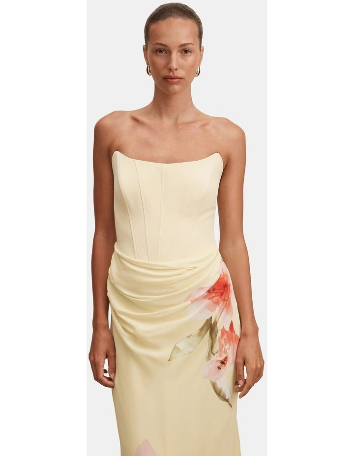 Isra Printed Strapless Maxi Dress in Yellow image 4