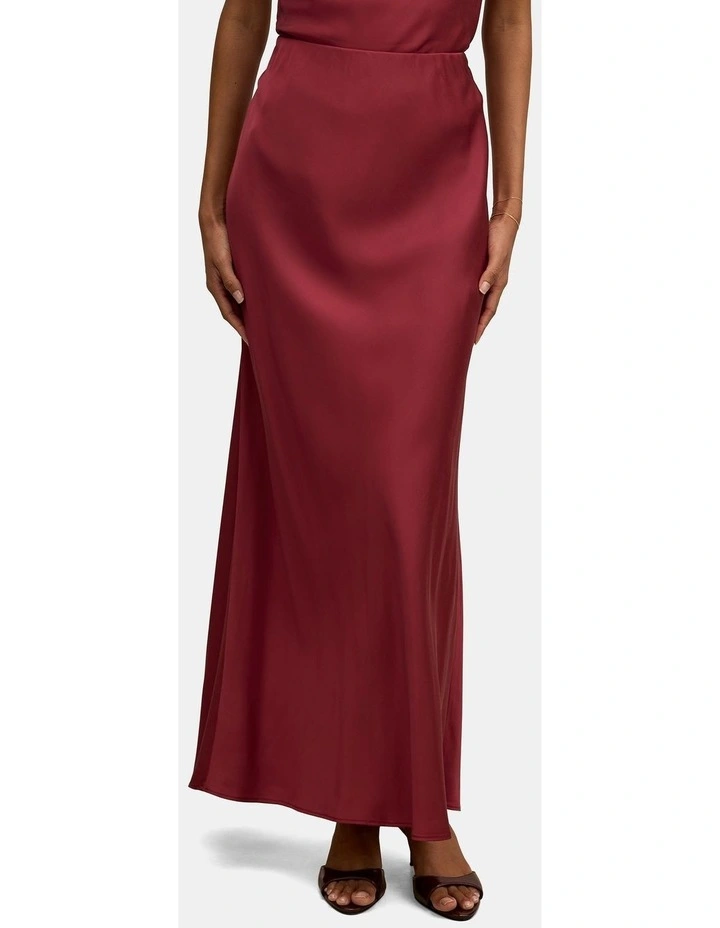 Skyler Satin Maxi Skirt in Red image 1