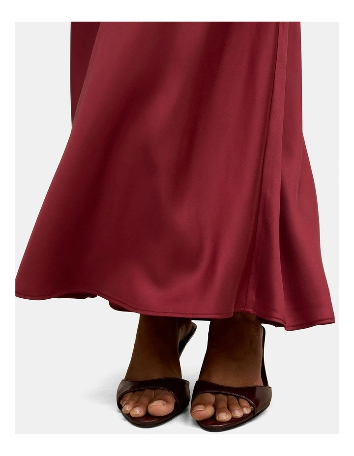 Skyler Satin Maxi Skirt in Red image 4