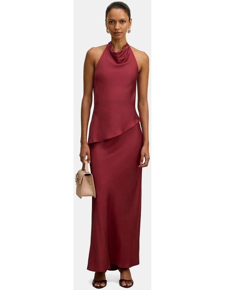 Skyler Satin Maxi Skirt in Red image 5