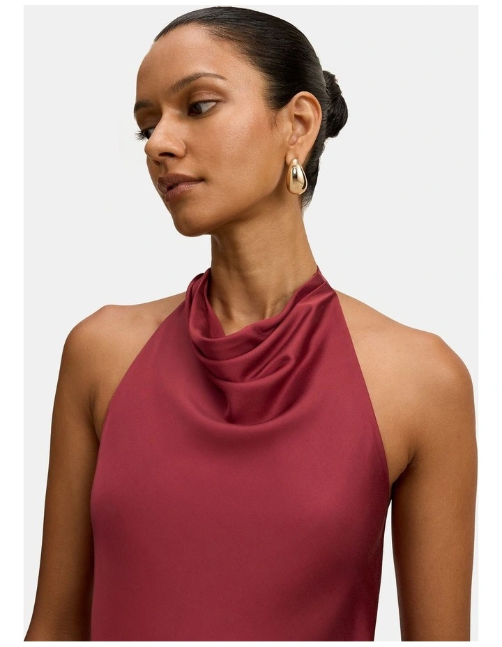 Skyler Halter Neck Satin Top in Red image 4