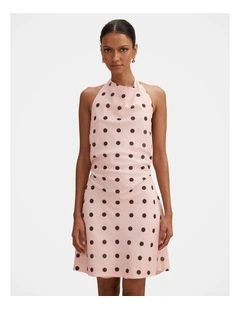 Gretel Linen Cowl Neck Mini Dress in Pink