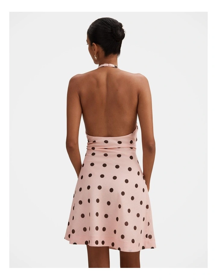 Gretel Linen Cowl Neck Mini Dress in Pink image 2