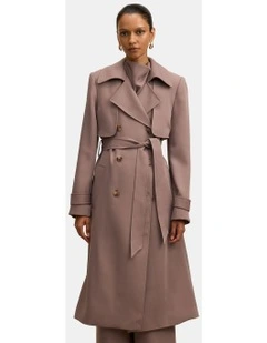 Delilah Soft Trench Coat in Brown