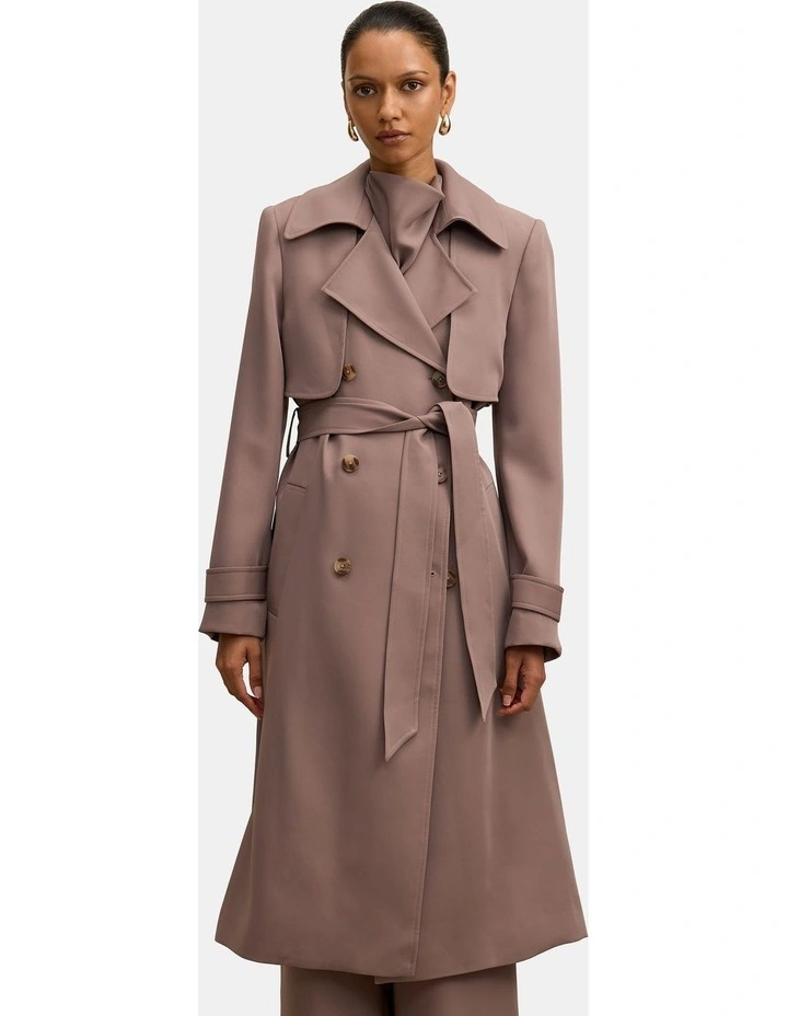 Delilah Soft Trench Coat in Brown image 1