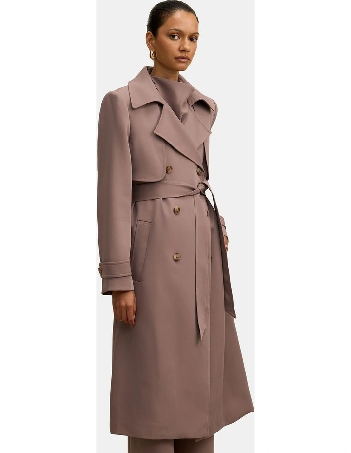 Delilah Soft Trench Coat in Brown image 3