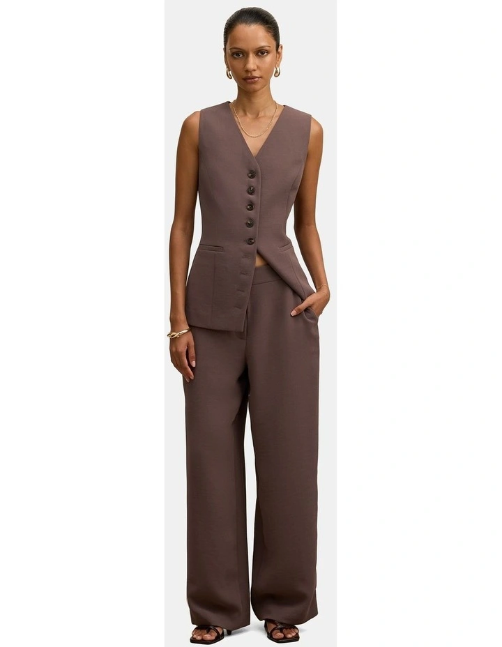 Dani Tailored Straight Leg Pants in Brown image 5