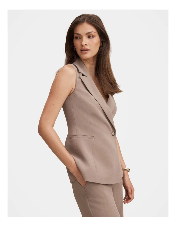 Arden Sleeveless Blazer in Brown image 3
