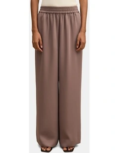 Enya Elastic Wide Leg Pants in Brown