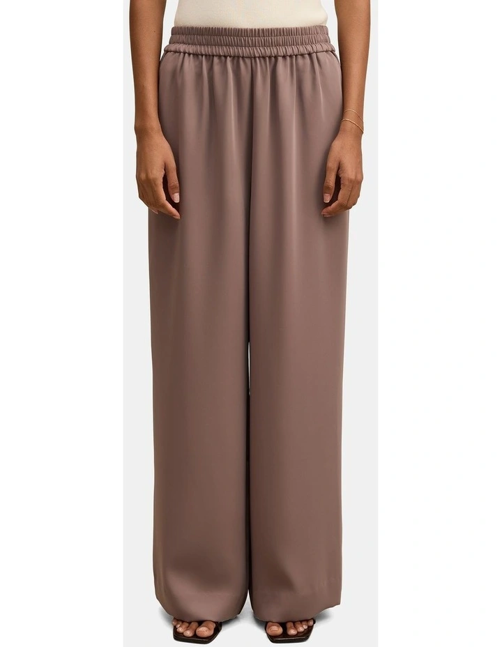 Enya Elastic Wide Leg Pants in Brown image 1