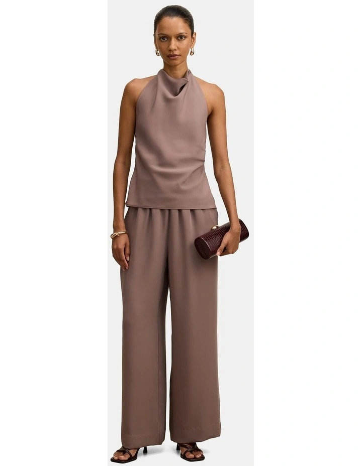Enya Elastic Wide Leg Pants in Brown image 5
