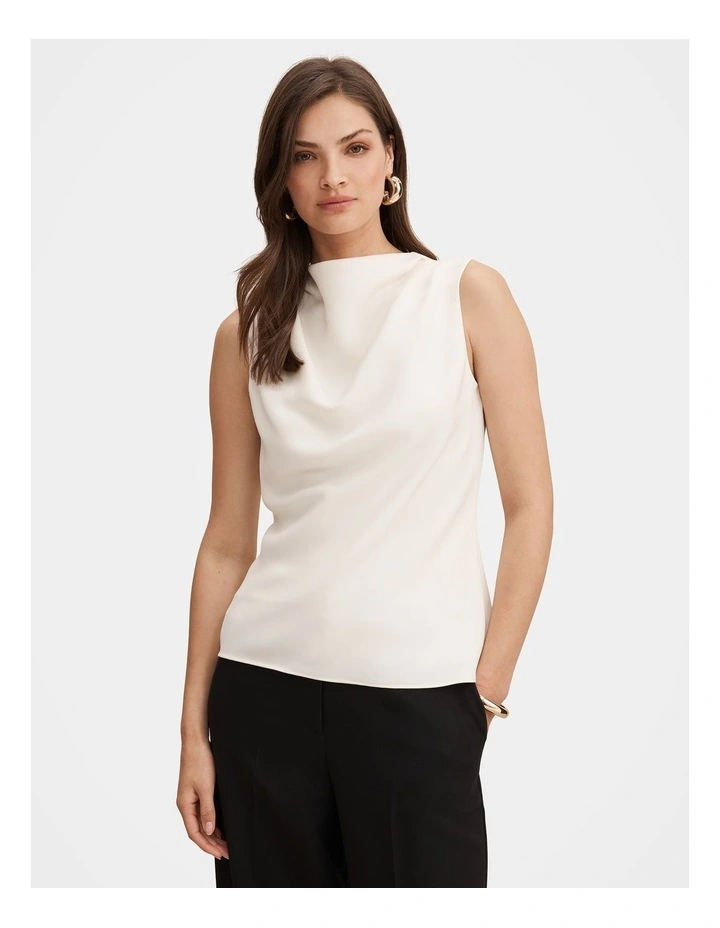 Scout Sleeveless Drape Top in Cream image 1