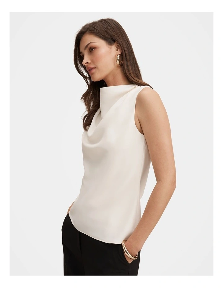 Scout Sleeveless Drape Top in Cream image 3