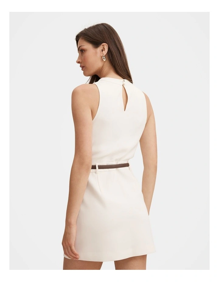 Delaney Cowl Neck Mini Dress in White image 2