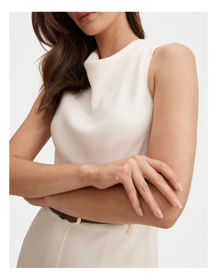 Delaney Cowl Neck Mini Dress in White image 4