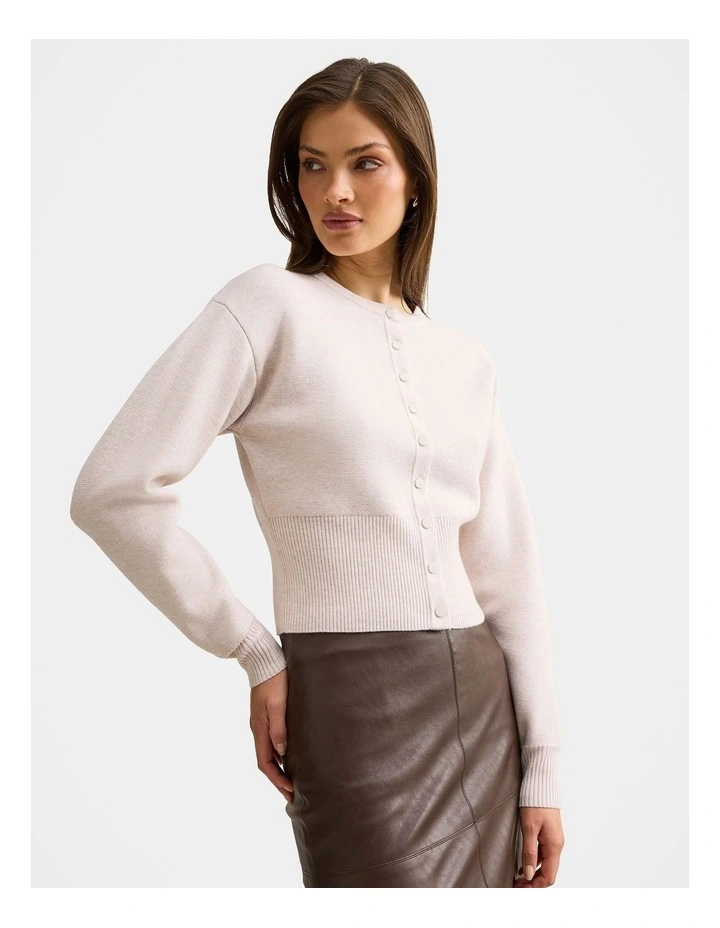 Lara Sculpted Cardigan in Cream image 3