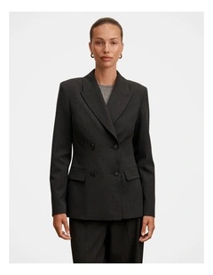 Samantha Waisted Suit Blazer in Black