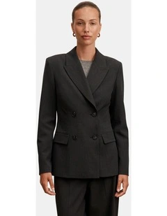 Samantha Waisted Suit Blazer in Black