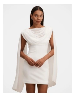 Bowie Mini Dress with Shawl in White