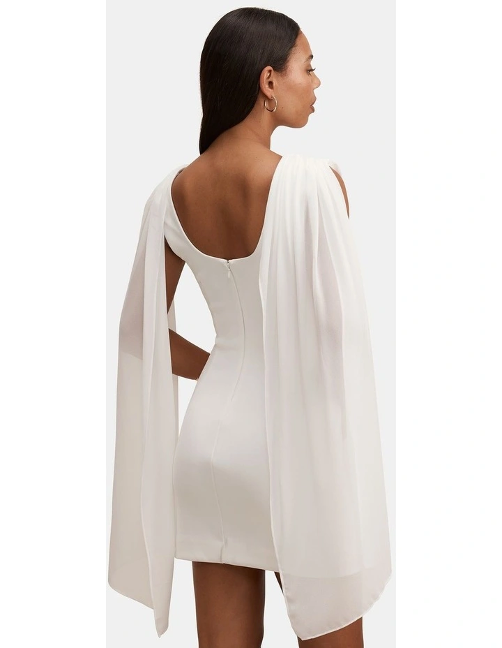 Bowie Mini Dress with Shawl in White image 2