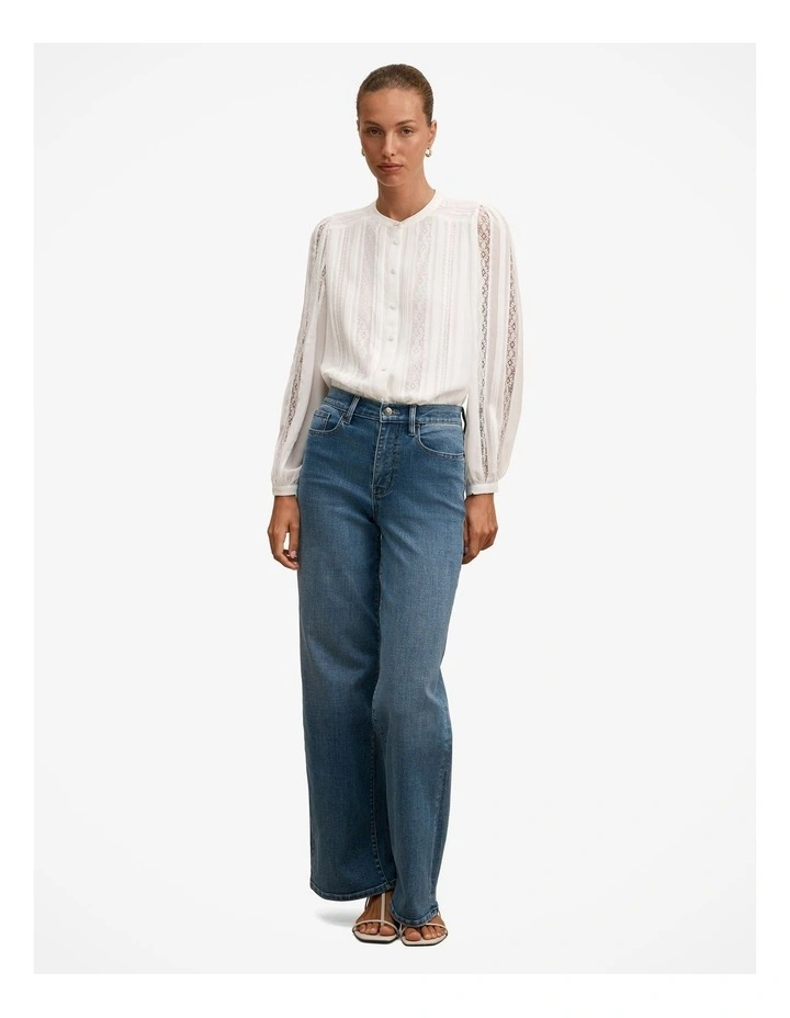 Alexis Lace Trim Blouse in White image 5