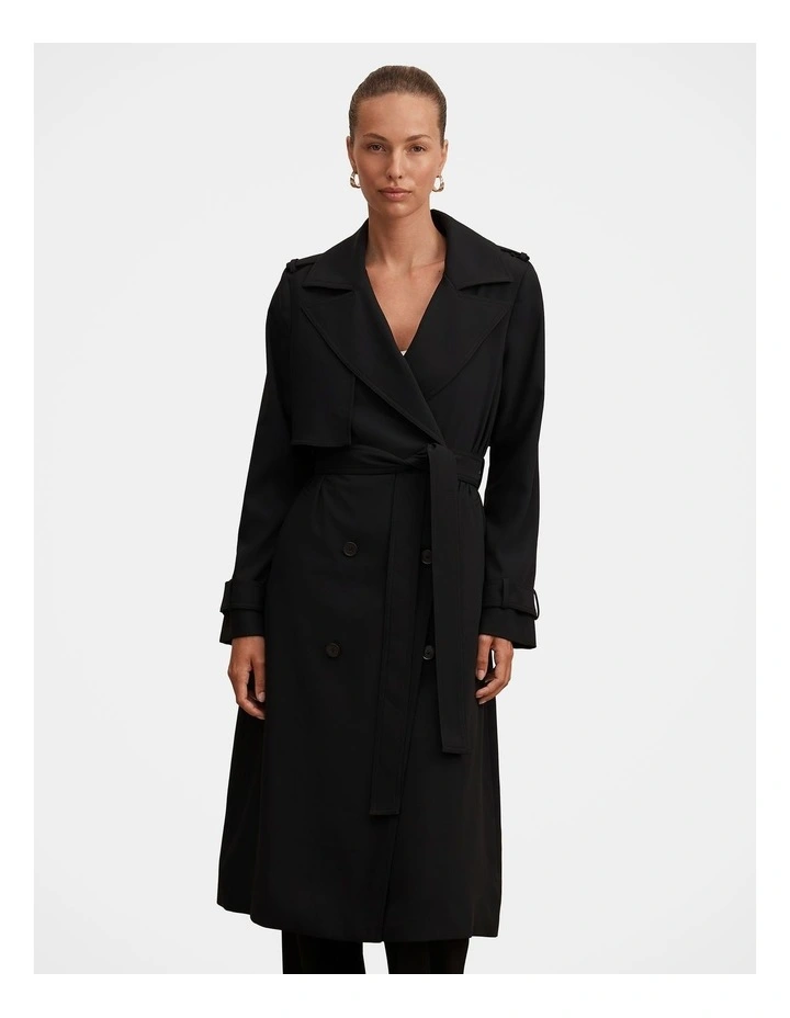 Cameron Soft Trench Coat in Black image 1