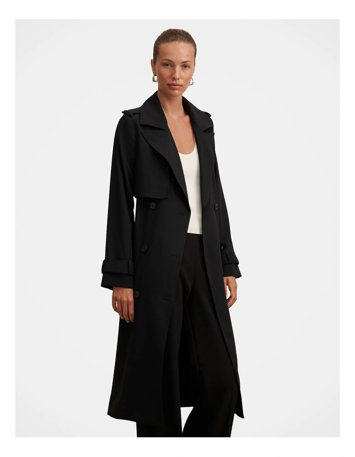 Cameron Soft Trench Coat in Black image 5
