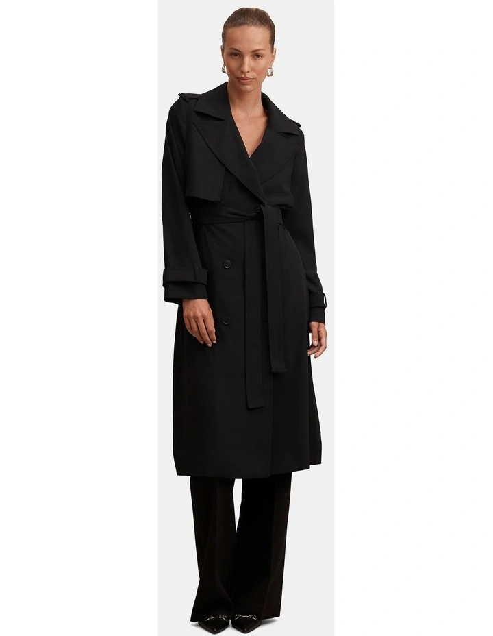 Cameron Soft Trench Coat in Black image 5
