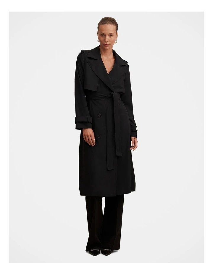 Cameron Soft Trench Coat in Black image 7