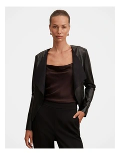 Chloe Faux Leather Waterfall Jacket in Black