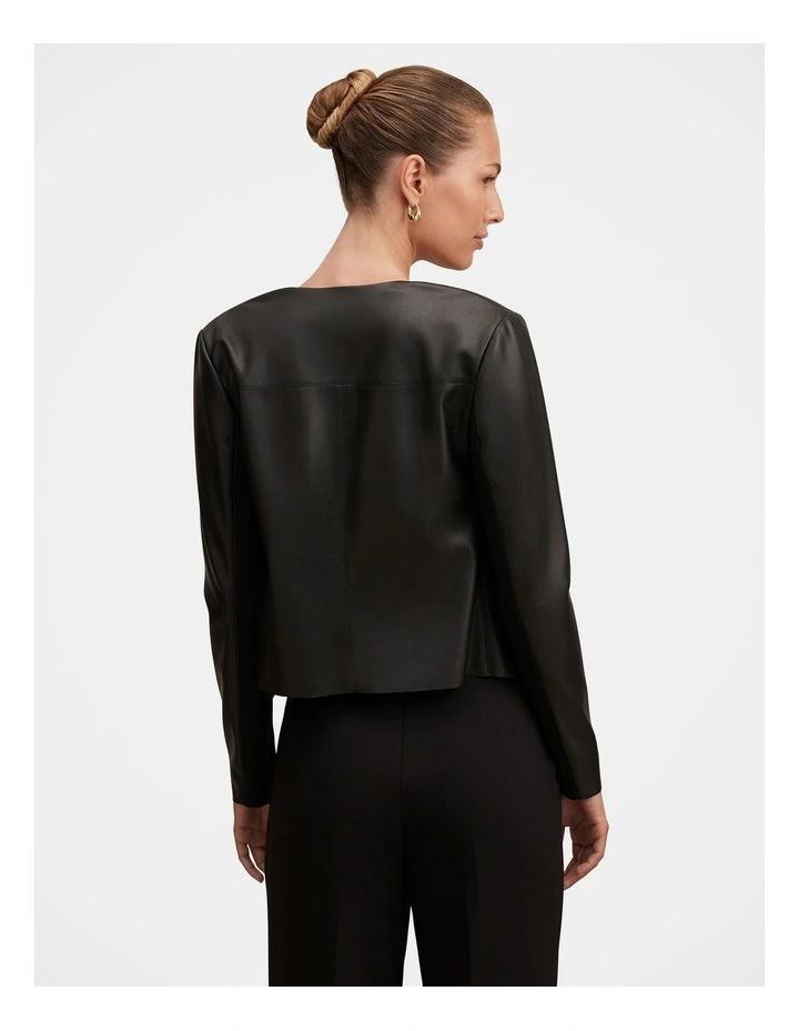 Chloe Faux Leather Waterfall Jacket in Black image 2