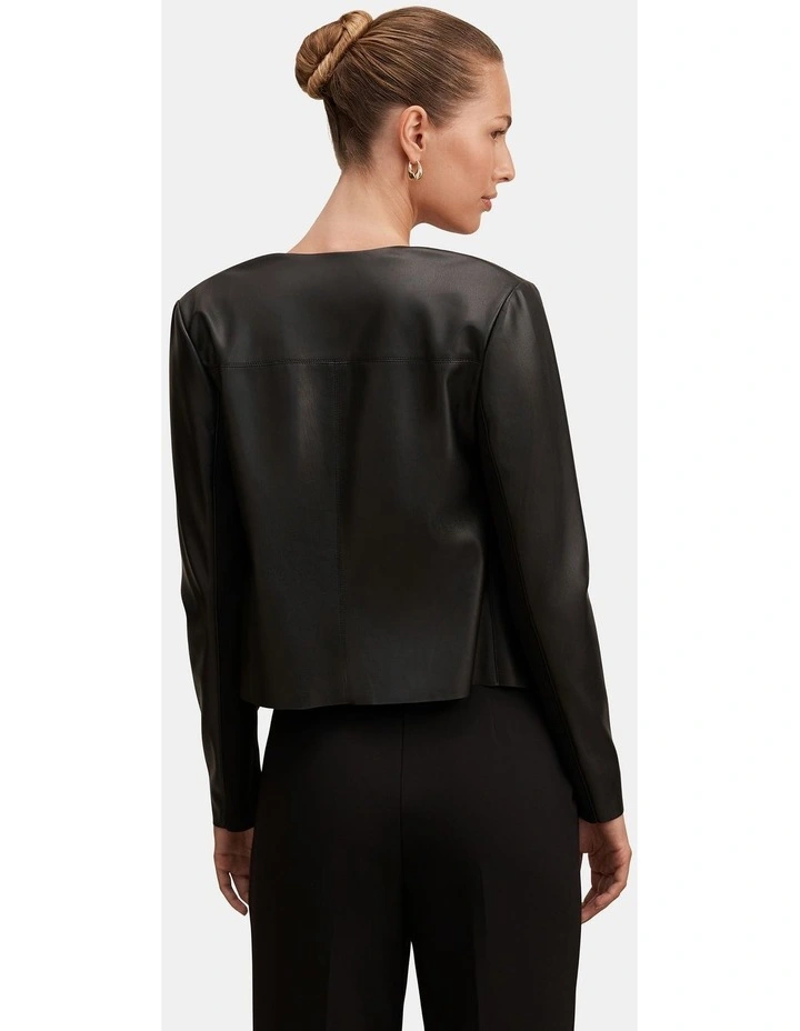 Chloe Faux Leather Waterfall Jacket in Black image 2