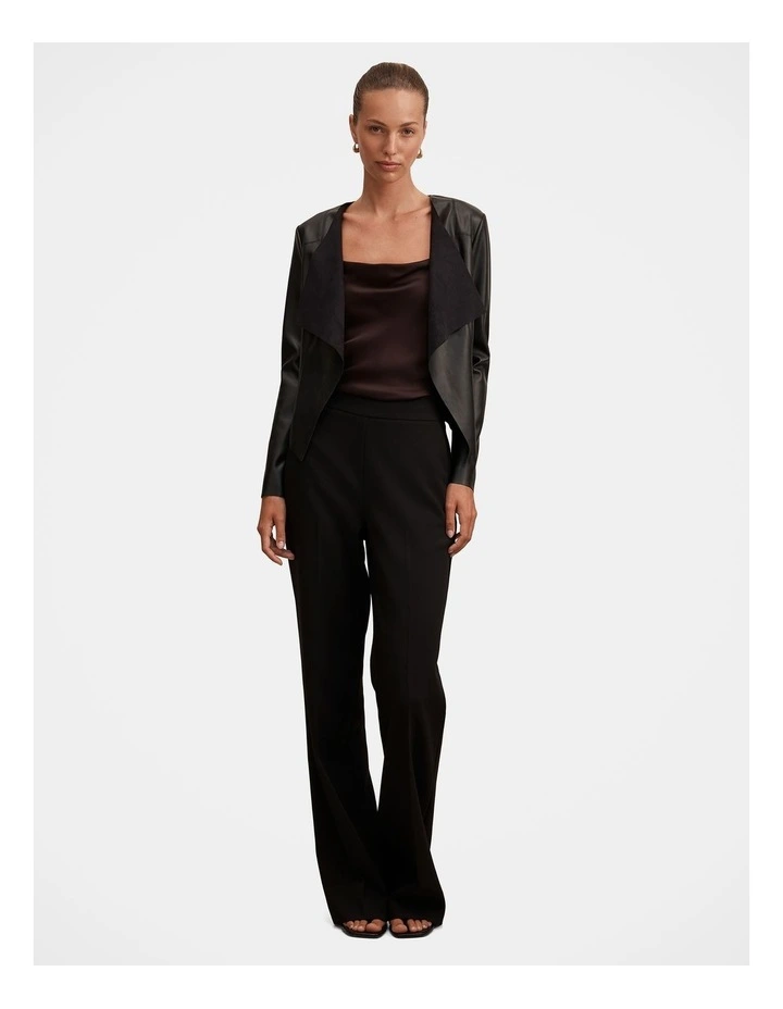 Chloe Faux Leather Waterfall Jacket in Black image 5