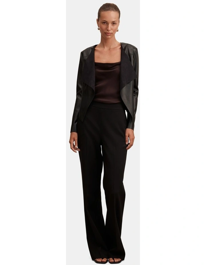 Chloe Faux Leather Waterfall Jacket in Black image 5