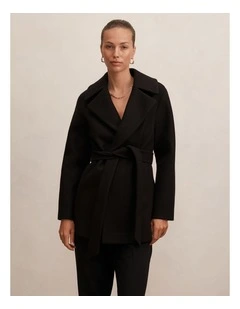 Sabrina Short Wrap Coat in Black
