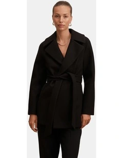 Sabrina Short Wrap Coat in Black