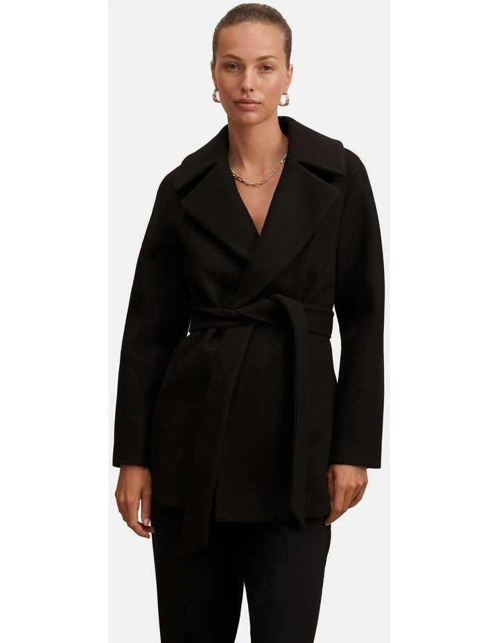 Sabrina Short Wrap Coat in Black image 1