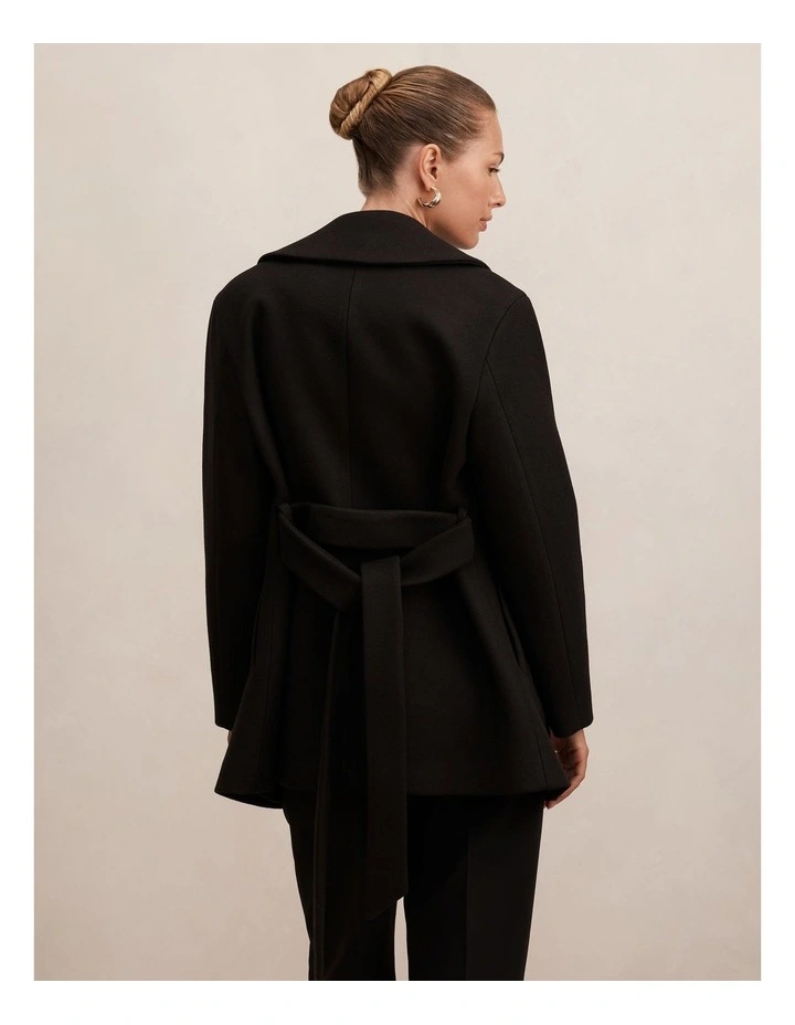 Sabrina Short Wrap Coat in Black image 2