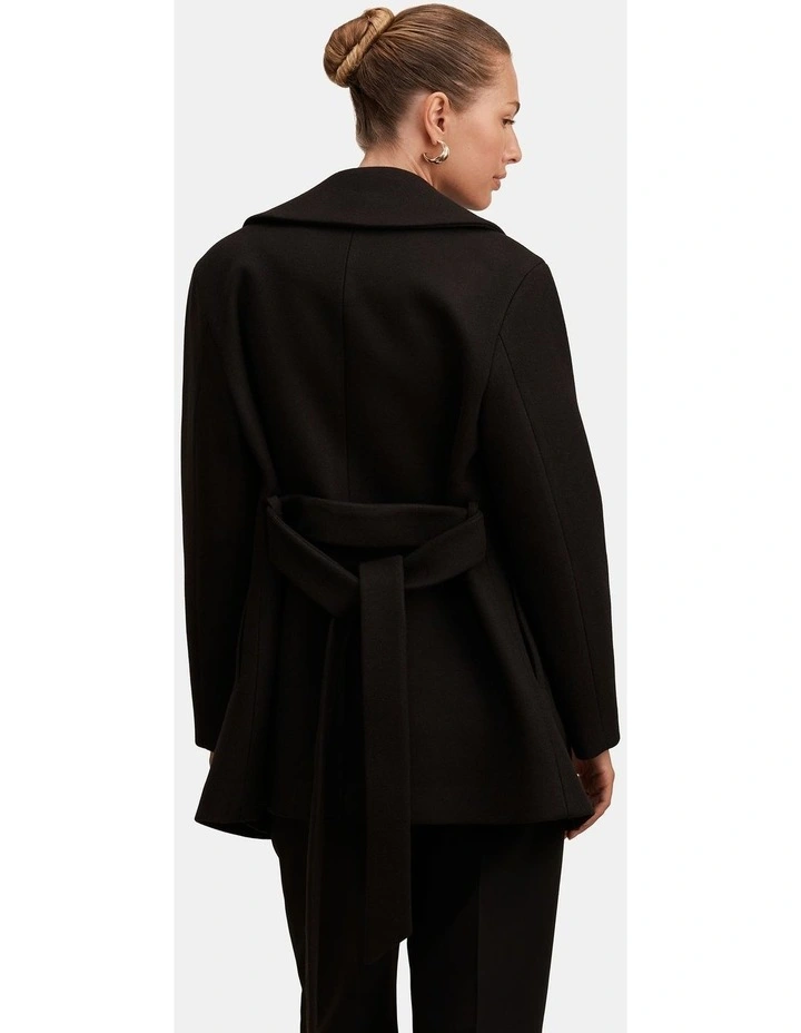 Sabrina Short Wrap Coat in Black image 2