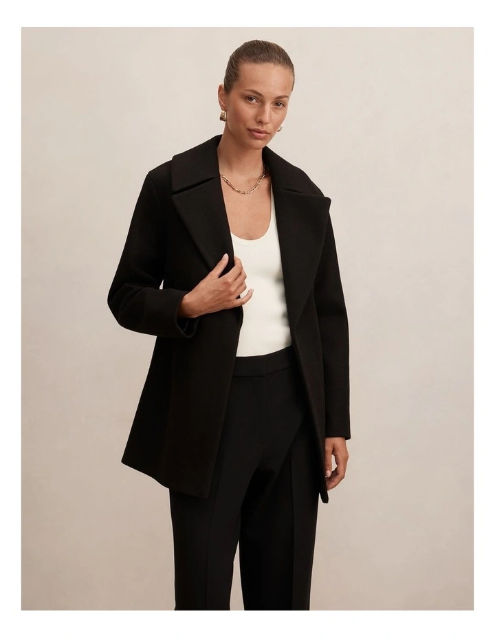 Sabrina Short Wrap Coat in Black image 3